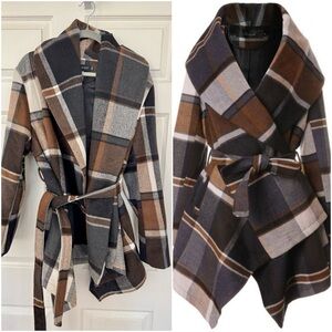 Chicwish X PRAIRIE CHECK RABATO COAT BY CHIC+ EUC